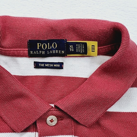 Polo Ralph Lauren Womens XL Mesh Mini Dress Red Striped Preppy Ivy Coastal - Picture 4 of 9